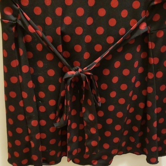 Black Red Polka Dot Lace Top Runs Small MKM Designs Vintage Made In USA - Picture 6 of 6